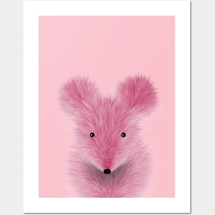 furry pink mouse no background Posters and Art
